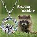wholesale 925 Sterling Silver Raccoon Abalone Shell Pendant Necklace for Women-0-5