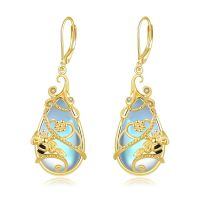wholesale 925 Sterling Silver Blue Opal Bee Drop Earrings-Bee Earrings