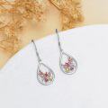wholesale 925 Sterling Silver Cardinal Bird Teardrop Drop Dangle Earrings with Red Enamel and Gold Accents-0-4