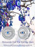 wholesale 925 Sterling Silver 925 Evil Eye Blue Crystal Stud Earrings with CZ Halo and Post Backs for Women-0-1
