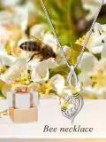 wholesale 925 Sterling Silver Bee Honeycomb Pendant Necklaces Wholesale Gift for Sisters and Friends-0-5