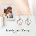 wholesale TOUPOP Rose Heart Earrings For Women Sterling Silver Butterfly Initial S Letter Drop Dangle Earrings Anniversary Birthday Christmas Jewelry Gifts For Her Wife Girlfriend Mom -0-2