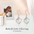 TOUPOP Sterling Silver Rose Heart Butterfly Initial S Letter Drop Dangle Earrings-0-2