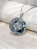 TOUPOP Sterling Silver Blue Crystal Carnation Moon Flower Necklace Birthday Gifts-0-3