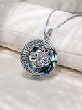 TOUPOP Sterling Silver Blue Crystal Carnation Moon Flower Necklace Birthday Gifts-0-3