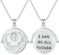 wholesale 925 Sterling Silver Soccer Ball & Cross Pendant Necklace for Women Men Christian Gifts Sport Faith Jewelry-Soccer