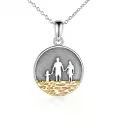 TOUPOP Sterling Silver Family Coin Pendant Necklace with Stones-0-0