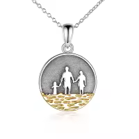 TOUPOP Sterling Silver Family Coin Pendant Necklace with Stones-undefined