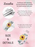 wholesale S925 Sterling Silver Gold Plated 1CT Natural Ruby Sunflower Ring Adjustable Love Gift for Women Wife Girlfriend Mom Daughter Birthday Valentine-0-3