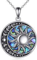 wholesale 925 Sterling Silver Abalone Shell Sun and Moon Tree of Life Pendant Necklace for Women-0-0