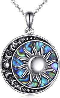 wholesale 925 Sterling Silver Abalone Shell Sun and Moon Tree of Life Pendant Necklace for Women-Sun