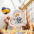 wholesale 925 Sterling Silver Sports Ball in Heart Pendant Necklace for Women - Baseball/Volleyball/Basketball/Soccer s-0-1