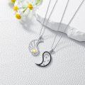 wholesale S925 Sterling Silver Yin Yang Necklace with Black & White Cubic Zirconia Pendant-0-2