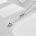 wholesale 925 Sterling Silver Green Agate Leaves Pendant Lariat Necklace for Women Gifts-0-3