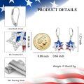 wholesale Silver Star-Shaped Dangle Earrings with American Flag Design Independence Day s for Women and Daughters-0-2