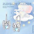 wholesale 925 Sterling Silver Elephant Shape Moonstone Hoop Earrings - Cute Animal  for Women-0-2