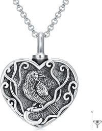 wholesale 925 Sterling Silver Urn Necklace with Keepsake Pendant for Ashes – 19mm Memorial Jewelry-Crow