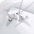 wholesale 925 Sterling Silver Cross with Lily and Butterfly Charm Cremation Jewelry Urn Necklace for Ashes Keepsake Pendant-0-3