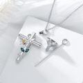 wholesale 925 Sterling Silver Cross with Lily and Butterfly Charm Cremation Jewelry Urn Necklace for Ashes Keepsake Pendant-0-3