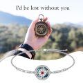 TOUPOP Sterling Silver Birthstone Bracelet I'd Be Lost Without You Compass Crystal Jewelry-0-1