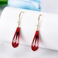 wholesale 14K Gold Teardrop Garnet Drop Earrings for Women Anniversary Gift-0-2