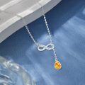 wholesale 925 Sterling Silver Amber Drop Pendant Infinity Necklace 45cm Chain-0-1