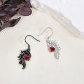 wholesale 925 Sterling Silver Red Crystal Angel & Devil Wing Heart Drop Earrings for Women-0-2