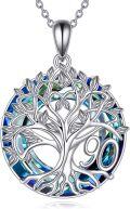 wholesale 925 Sterling Silver 90th Birthday Gifts for Women Tree of Life Necklace with Blue Crystal Mothers Day Christmas s for Mother Wife-0-0