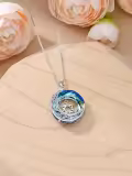 TOUPOP 925 Sterling Silver Crystal Sun Moon Star Pendant Necklace-0-1