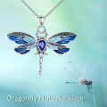 wholesale 925 Sterling Silver Dragonfly Pendant with Blue Opal Wings and Gemstones for Women's Fashion Necklaces Gifts-0-2