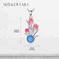wholesale 925 Sterling Silver Tulip Pendant Necklace with Blue Opal Stone for Women Dainty -0-2