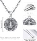 wholesale 925 Sterling Silver Saint Benedict Photo Locket Necklace with Chain and Cross Charm for Men & Women-0-3