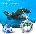 wholesale 925 Sterling Silver Crystal Sea Turtle & Coconut Trees Necklace for Women-0-4