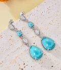 wholesale Sterling Silver White Opal Larimar Turquoise Moissanite Drop Dangle Earrings for Women-0-23