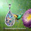 wholesale Sterling Silver Abalone Lotus Sunflower Hummingbird Teardrop Necklace-0-1