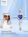 wholesale Sterling Silver Rose Cross Pendant Necklace for Women-0-190