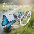 wholesale 925 Sterling Silver & Turquoise Adjustable Butterfly Ring – Boho Elegant Open Band, Hypoallergenic, Gift for Women-0-1