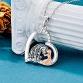 wholesale 925 Sterling Silver Heart-Shaped Pendant with Tiger and Girl Design Necklace-0-2