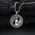 wholesale 925 Sterling Silver Norse Jewelry - Wolf & Vegvisir Compass Pendant with Runes and Tree of Life Design -0-4