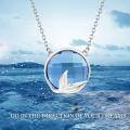 wholesale 925 Sterling Silver Blue Crystal Mermaid Tail Inspirational Quote Locket Necklace Gifts for Her-0-2