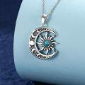 wholesale 925 Sterling Silver Turquoise Lapis Lazuli Onyx Sun Moon Pendant Necklace for Women-0-2