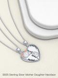 wholesale 925 Sterling Silver Hedgehog Mother & Daughter Heart Pendant Necklaces-0-3