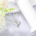 wholesale 925 Sterling Silver Hypoallergenic Dog Head in Heart Pendant Necklace for Sister Dog Lovers Gifts-0-3