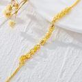wholesale 18k Gold Bracelet Braided Chain Faceted Oval Beads Heart Charm For Women-0-1
