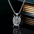 wholesale 925 Sterling Silver 925 Shield Pendant w/Swords & Knight Design - Protection Jewelry for Men/Women-0-2
