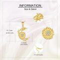 wholesale 14K Gold Sunflower Pendant Necklace with Cubic Zirconia and Leaves Design - Elegant s for Her-0-3