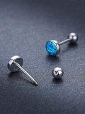 wholesale 925 Sterling Silver Blue Fire Opal Round Stud Earrings for Women-0-5