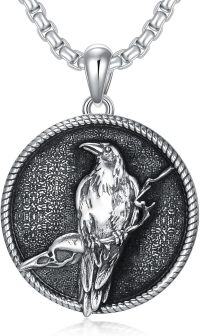wholesale 925 Sterling Silver Viking Raven Pendant Necklace  for Men - Nordic Mythology Jewelry-Viking Raven Necklace-02-Viking Raven Necklace