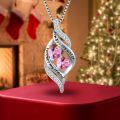 TOUPOP Sterling Silver & October Opal Infinity Necklace for Sister-0-5