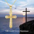 wholesale 14K Gold Hollow Out Cross Pendant Necklace with Chain for Women and Girls  - Length: Adjustable from 39cm to 72cm-0-5